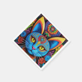 抽象芸術猫(黄色い目) スタンダードカクテルナプキン (角)