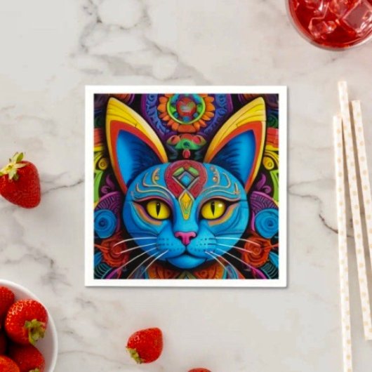 抽象芸術猫（黄色い目） スタンダードカクテルナプキン