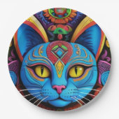 抽象芸術猫(黄色い目) ペーパープレート (正面)
