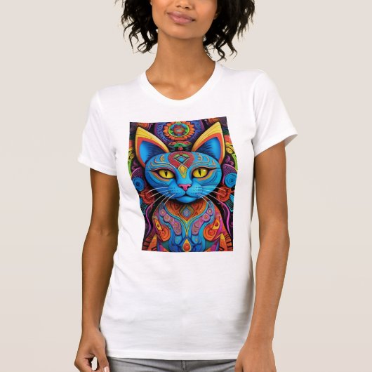 抽象芸術猫（黄色い目） Tシャツ (正面)