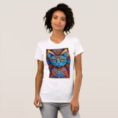 抽象芸術猫（黄色い目） Tシャツ (正面フル)