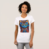 抽象芸術猫（黄色い目） Tシャツ (正面フル)