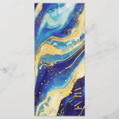 抽象芸術王室のネイビーブルーと金ゴールドカラフル結婚ズ メニュー (正面)