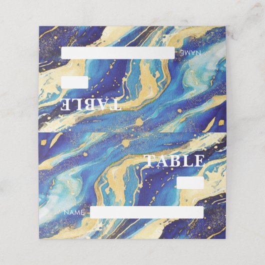 抽象芸術王室のネイビーブルーと金ゴールド結婚ズ プレイスカード (外部開封)