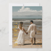 抽象芸術王室のネイビーブルー金ゴールドフォトアー結婚チ 招待状 (裏面)