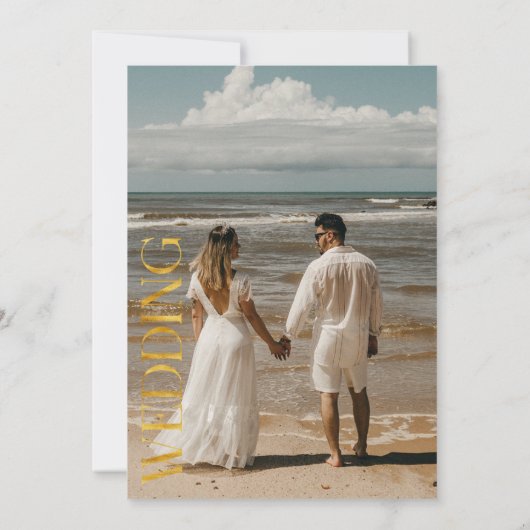 抽象芸術王室のネイビーブルー金ゴールドフォトアー結婚チ 招待状 (裏面)