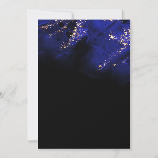 抽象芸術王室のブルーと金ゴールドアルコールメニュー 招待状 (裏面)