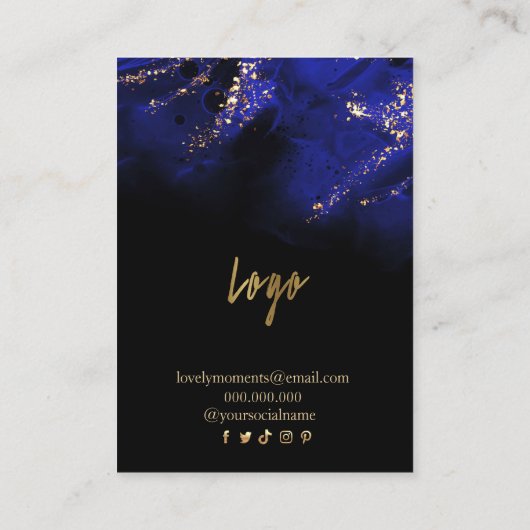抽象芸術王室のブルーと金ゴールドイヤリング 名刺 (裏面)
