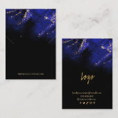 抽象芸術王室のブルーと金ゴールドイヤリング 名刺 (正面/裏面)