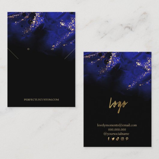 抽象芸術王室のブルーと金ゴールドイヤリング 名刺 (正面/裏面)