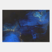 抽象芸術王室のブルーと金ゴールドパターン ラッピングペーパーシート (正面)