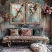 抽象芸術現実主義女性の顔&さくらんぼの花 薄葉紙