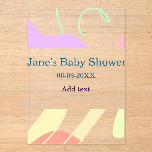 抽象芸術男女兼用がシャワーの名前を形作る アクリル招待状 (正面)