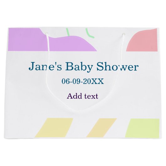 抽象芸術男女兼用がシャワーの名前を形作る ラージペーパーバッグ (正面)