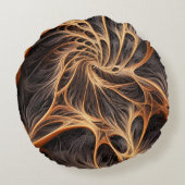 抽象芸術画像 – 3Dフラクタル、デジタルアート、ブラウン ラウンドクッション (裏面)