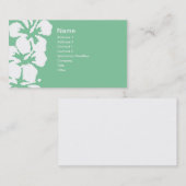 抽象芸術白いハイビスカスの花が緑に咲く 名刺 (正面/裏面)