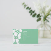 抽象芸術白いハイビスカスの花が緑に咲く 名刺 (スタンド正面)