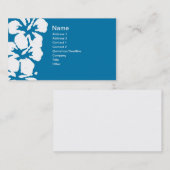 抽象芸術白いハイビスカスの花が青 名刺 (正面/裏面)