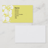抽象芸術白いハイビスカスの花が黄色 名刺 (正面/裏面)