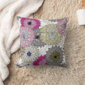 抽象芸術白とピンクの花柄 クッション (ブランケット)