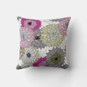 抽象芸術白とピンクの花柄 クッション (裏面)