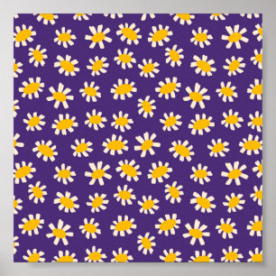 抽象芸術白と黄色の花のアート ポスター