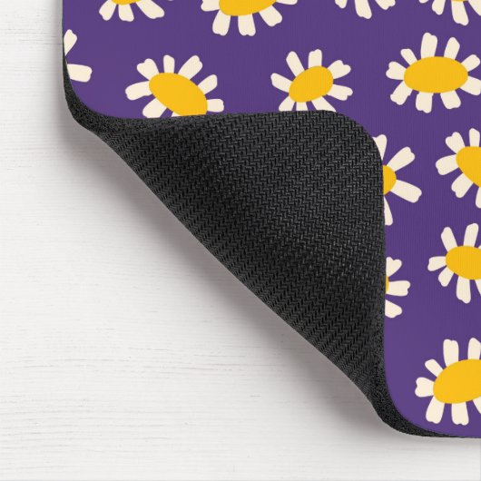 抽象芸術白と黄色の花のアート マウスパッド (コーナー)