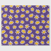 抽象芸術白と黄色の花のアート ラッピングペーパー (フラット)
