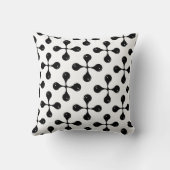 抽象芸術白の黒いジオメトリックな丸い形状 クッション (裏面)