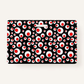 抽象芸術白丸の明るい赤の円（黒） バッジ (裏面)