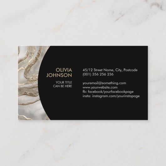 抽象芸術白大理石と金ゴールド 名刺 (裏面)