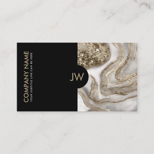 抽象芸術白大理石と金ゴールド 名刺 (正面)