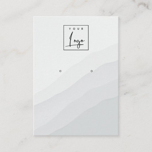 抽象芸術白灰色スタッド波イヤリングロゴの表示 名刺 (正面)