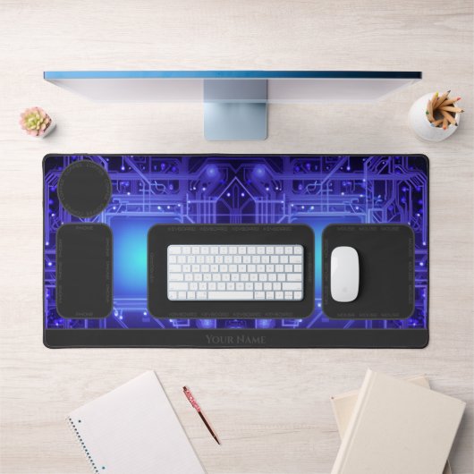 抽象芸術白熱［赤熱］光を放つネオン図形のデスク主催者 デスクマット (オフィス1)