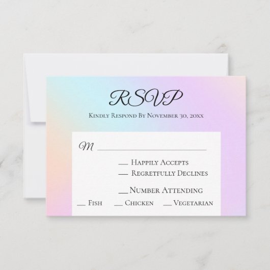 *~*抽象芸術白熱［赤熱］光を放つパステル勾配水色 出欠カード (正面)