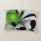 抽象芸術白黒と緑のフラクタルアート アクセントクッション (裏面)