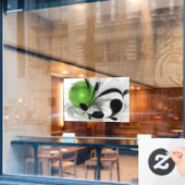 抽象芸術白黒と緑のフラクタルアート ウィンドウサイン (カフェ窓)