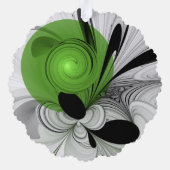 抽象芸術白黒と緑のフラクタルアート オーナメントカード (裏面)