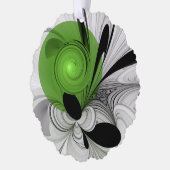 抽象芸術白黒と緑のフラクタルアート オーナメントカード (左)