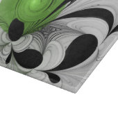 抽象芸術白黒と緑のフラクタルアート カッティングボード (角)