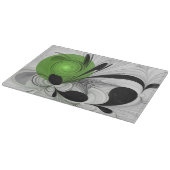 抽象芸術白黒と緑のフラクタルアート カッティングボード (角)