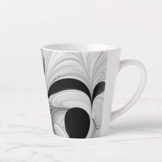 抽象芸術白黒と緑のフラクタルアート カフェラテマグ (右)