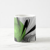 抽象芸術白黒と緑のフラクタルアート コーヒーマグカップ (中央)