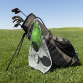 抽象芸術白黒と緑のフラクタルアート ゴルフタオル (グリーン)