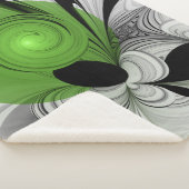 抽象芸術白黒と緑のフラクタルアート シェルパブランケット (3/4)