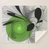 抽象芸術白黒と緑のフラクタルアート シェルパブランケット (正面(横))