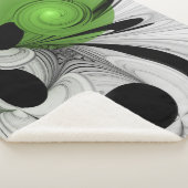 抽象芸術白黒と緑のフラクタルアート シェルパブランケット (3/4)