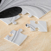 抽象芸術白黒と緑のフラクタルアート ジグソーパズル (側面)