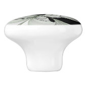 抽象芸術白黒と緑のフラクタルアート セラミックノブ (側面)