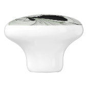 抽象芸術白黒と緑のフラクタルアート セラミックノブ (側面)